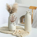 Ceramic Vase Set of 3 with Handle, Neutral Rustic Vases Home Decor Farmhouse Decorative Vase Whitewashed Pottery Decor Modern for Table Mantel Entryway Bookshelf Living Room Kitchen Bedroom - White by CozyNest Decor