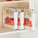 SpaceAid Bamboo Pull Out Spice Rack Organizer for Cabinet, Heavy Duty Slide Out Seasoning Kitchen Pantry Sliding Vertical Organization, 7.6" Wide, 3 Drawers(2" Wide), 2-Tier, White by CozyNest Decor