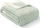 Snuggle Sac Heather Sage Green Throw Blanket for Couch, Reversible Super Soft Knitted Blankets Warm Cozy Fuzzy Throws for Sofa, Bed, Camping, Sage Green, 50x60 inches by TinyTreasures Baby Boutique