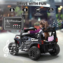 ANPABO 24V 4X4 Ride on Car Truck w/Remote Control, 4WD/2WD Switchable Kids UTV, 19" Spacious Seat, 4 Shock Absorbers, Soft Start, Music Player, Electric Car for Kids Ages 3+(Black by TinyTreasures Baby Boutique
