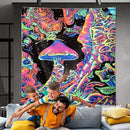ADDWel Blacklight Mushroom Tapestry, Upright Tapestry Glow In The Dark, UV Reactive Black Light Tapestries Posters Wall Hanging for Backdrop Bedroom Dorm Living Room Decor(60"x80") by CozyNest Decor