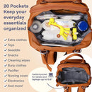 RUVALINO Diaper Bag Backpack-Multifunction Baby Travel Bag with Changing Pad, Insulated Bottle Holders & Pacifier Case, Large Capacity, Waterproof, Maple Orange by TinyTreasures Baby Boutique