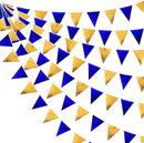 Royal Blue Gold Party Decoration Navy Blue Gold Triangle Pennant Banner Flag Metallic Fabric Bunting Garland for Graduation Birthday Wedding Retirement Bridal Shower Nautical Ahoy Achor Party Supplies by GreenHaven Gardens