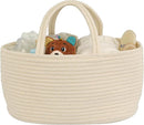 Diaper Caddy Organizer Cotton Rope Baby Basket Nursery Storage and Portable Tote Bag for Car Ideal Baby Shower Gifts and Registry Must-Have for Newborn Essentials Large beige by TinyTreasures Baby Boutique