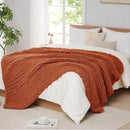 L'AGRATY Chunky Knit Blanket Throw: 50''x60'' Chenille Chunky Knitted Throw Blanket for Bed Couch - Handmade Thick Big Cable Knit Blanket - Large Crochet Rope Blanket for Home Decor(Rusty Orange) by CozyNest Decor