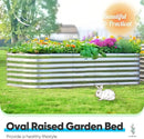 Quictent Raised Garden Bed Kit Oval Galvanized Metal Planter Box Tall for Vegetables Outdoor Backyard, Rubber Strip Edging Included, Silver 6x3x2 ft