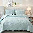 MarCielo 3-Piece 100% Cotton Oversized Bedspread Lightweight Quilt Coverlet Embroidery Farmhouse Bedding Set T0 (Aruba Blue, Oversized Queen (100"x106")) by CozyNest Decor