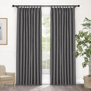 Macochico Pinch Pleated Blackout Linen Curtains 96 Inches Long 100% Light Blocking Burlap Curtains for Bedroom Living Room Thermal Window Panels with Tieback 72”Wx96”L Natural Grey 1 Panel by CozyNest Decor