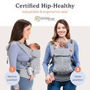 Beco Gemini Baby Carrier from Newborn to Toddler - Certified Ergonomic Newborn Baby Carrier for Infants and Children of 7-35 lbs - M Shape, Adjustable Seat, 100% Cotton (Grey) by TinyTreasures Baby Boutique