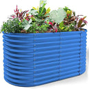 Land Guard 6x3x3ft Oval Galvanized Raised Garden Beds, Large-Capacity Metal Planter Box Outdoor, Durable Deep Raised Garden Bed 3ft Tall, Raised Beds for Gardening Vegetables, Royal Blue by GreenHaven Gardens