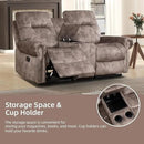 EBELLO Manual Recliner Loveseat Sofa, 2 Seater Reclining Couch Chair with Center Console, Hidden Storage and Cup Holders, Vintage Rivet Mid-Century Design for Living Room, Meeting Room, Brown by CozyNest Decor