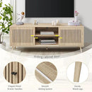 Mid Century Modern TV Stand for Televisions up to 70 Inches, with Sliding Doors and Storage, Television Stands, TV Consoles, Media Consoles for Living Room, 63 Inch (Natural) by CozyNest Decor