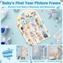R HORSE 3D My First Rodeo Birthday Wood Photo Display Board, Blue Cowboy Baby's First Year Picture Frame, 1-12 Months Milestone Board Birthday Decorations Keepsake Gift for Baby Boys Nursery Decor by TinyTreasures Baby Boutique