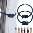 Fenghuangwu 2Pack Magnetic Curtain Tiebacks – Bohemian Style Handmade Woven Tie-Backs for Drapes,Elegant Exquisite Knot Holdbacks,Outdoor Boho & Modern Home Decor（Navy by CozyNest Decor