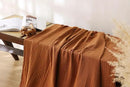 100% Cotton Muslin Throw Blanket for Bed, Couch, Travel, Luxuriously Soft, Pre-Washed, Breathable and Lightweight Gauze Blanket with Tassels, Suitable for All Seasons, Rust, 50"x60" by CozyNest Decor