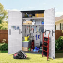Greesum Outdoor Storage Cabinet Without Shelves, 45 cu.ft Outdoor Waterproof Storage Shed for Garden Tools, Pool Storage, Garbage Cans, White by GreenHaven Gardens