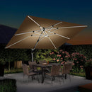 PURPLE LEAF 9' X 12' Double Top Deluxe Solar Powered LED Rectangle Patio Umbrella Offset Hanging Umbrella Outdoor Market Umbrella Garden Umbrella, Beige by GreenHaven Gardens