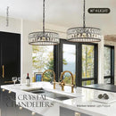 16” 4-Light Modern Crystal Chandeliers Black Dinning Room Light Fixture, Round Pendant Light Kitchen Island Chandelier, Flush Mount Ceiling Light for Living Room Entryway Bedroom Foyer by CozyNest Decor