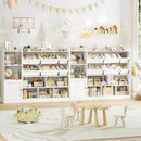 Toy Storage Organizer, 55” Wide Toy Organizers and Storage with 8 Storage Cubbies & 6 Toy Bins, Large Toy Box with Bookshelf, Playroom Storage for Playroom, White by CozyNest Decor