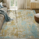 Washable Area Rugs 5'x7' Non-Slip Modern Abstract Soft for Living Room Entryway Bedroom Nursery, Print Pattern, Teal Blue Taupe by TinyTreasures Baby Boutique