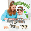 Farm Animal Toys, Realistic Farm Animal Figurines and Fence Playset, Includes Cow Pig Donkey Goat, Birthday Christmas Animal Gift Set for Kids Toddlers (Farm World) by GreenHaven Gardens