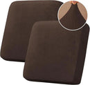 H.VERSAILTEX Velvet Stretch Couch Cushion Cover Plush Cushion Slipcover for Chair Loveseat Sofa Cushion Furniture Protector Seat Cushion Sofa Cover (2 Piece Large Sofa Cushion Covers, Brown Striped) by CozyNest Decor