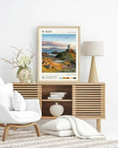 HesenDot Natural OAK Wood Framed Wales Wall Art,12x16in Tŵr Mawr Lighthouse Seascape Canvas Wall Print Posters, Classic Urban Landmark Wall Decor for Living Room, Bedroom, Office Gallery Set of 1 by CozyNest Decor
