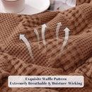 PHF Cooling Waffle Blanket Queen Size,Lightweight 60% Rayon Derived from Bamboo & 40% Cotton Breathable Blanket for Hot Sleepers, Soft and Luxury for Bed Couch and Sofa, 90"x90", Burnt Umber by CozyNest Decor