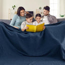 PHF Cooling Waffle Blanket California King Size, Lightweight 60% Rayon Derived from Bamboo & 40% Cotton Breathable Blanket for Hot Sleepers, Soft and Luxury for Bed Couch and Sofa, 110"x96", Navy Blue by CozyNest Decor