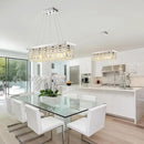 Modern Crystal Chandelier for Dining Room,6 Light K9 Crystal Rectangle Chandelier, Rectangular Pendant Ceiling Light Fixture for Living Room Kitchen Island L31.5''xW10''xH10'' by CozyNest Decor
