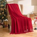 MIULEE Red Knitted Throw Blanket for Couch Boho Textured Cozy Woven Blanket with Tassels for Sofa Chair Bed Living Room Acrylic Wave Pattern 60"x80" by CozyNest Decor