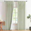 Vision Home Soft Green Pinch Pleated Full Blackout Curtains Linen Blended Room Darkening Curtain Panels 108 inch for Living Room Bedroom Thermal Insulated Pinch Pleat Drapes with Hooks 40" Wx108 Lx2 by CozyNest Decor