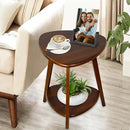 Wood Side Table, Small End Table with Storage Shelf, Accent Table for Living Room, Solid Wood Legs, Walnut by CozyNest Decor