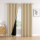 ChrisDowa 100% Blackout Curtains for Bedroom with Black Liner, 2 Thick Layers Total Blackout Thermal Insulated Grommet Window Curtains 2 Panels Set (Beige, 52 x 72 Inch) by TinyTreasures Baby Boutique