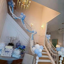 Blue and White Link Balloons, 60PCS Baby Light Blue White Linking Balloons with Tail for Making Balloon Wall Arch and Chains, Quick Balloon for Wedding Birthday Baby Shower Party Decorations (6inch) by CozyNest Decor