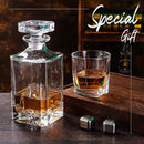 Glass Decanter with Airtight Geometric Stopper - Whiskey Decanter for Wine, Bourbon, Brandy, Liquor, Juice, Water, Mouthwash. Italian Lead-Free Glass (25.97 oz/768ml) by CozyNest Decor