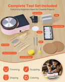 VEVOR Mini Pottery Wheel for Kids and Beginners, 6” Turntable, Two-Way Rotation, Adjustable Speed, Complete Pottery Set with Clay Art Supplies Sculpting Tools, Craft Gifts for Kids Teens Adults, Pink by TinyTreasures Baby Boutique