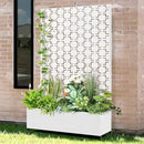 Raised Garden Bed with Trellis and Wheels,73"x47"x16" Metal Raised Garden Bed,White Squared Metal Planter with Climbing Trellis for Vines & Vegetables by GreenHaven Gardens
