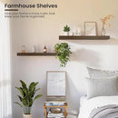 Wood Floating Shelves for Wall 24” x 8”x 1.4” Shelf Floating Rustic Farmhouse Decor, Heavy Duty Shelf Hold 60 lbs, Wall Shelves for Bathroom Living Room Kitchen Bedroom Office, 2 Packs Walnut by CozyNest Decor