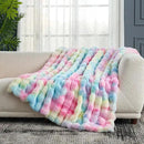 Cozy Bliss Faux Fur Throw Blanket for Couch, Fuzzy Soft Plush Thick Bubble Blanket for Sofa Bedroom Living Room, 60 * 80 Inches Tie-dye Rainbow by CozyNest Decor
