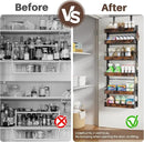 6 Tier Over The Door Pantry Organizer, 2 IN 1 Wall Mount or Metal Hanging Spice Rack for Pantry Organizers and Storage, Seasoning Shelves，Adjustable Basket with Hooks for Kitchen, Bathroom,Laundry by CozyNest Decor