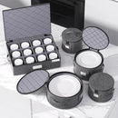 YearningHome China Storage Containers,Hard Shell Box with Felt Dividers for Dishes,Dinnerware,Plates,Mugs,Wine and Glasses,Mugs,Stackable Fine China Storage for Moving and Packing 5 Piece,Grey by CozyNest Decor