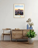 HesenDot Natural OAK Wood Los Angeles Cityscape Framed Wall Art,12x16in City Skyline Canvas Wall Print,Modern Urban Landmark Wall Decor for Living Room,Bedroom,Office Gallery Gifts Set of 1 by CozyNest Decor