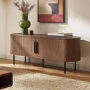 mopio Quin TV Stand, Mid Century Modern for 55/60/65 inch TV, Farmhouse TV Stand, Entertainment Center with Storage, TV and Media Console for Living Room (Walnut, 59" Tambour) by CozyNest Decor