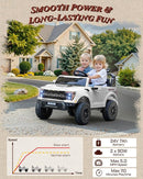24V Kids Ride On Truck, Licensed Ford F-150 Raptor 2 Seater Electric Car w/Remote Control, Toddler Ride On Car Toys w/LED Lights, Bluetooth, Music, Truck Bed Storage, Soft Start (White) by TinyTreasures Baby Boutique