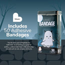 BioSwiss Bandages, Halloween Ghost Shaped Self Adhesive Bandage, Latex Free Sterile Wound Care, Fun First Aid Kit Supplies for Kids, 50 Count by TinyTreasures Baby Boutique