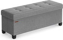 SONGMICS Storage Ottoman Bench, Foldable Foot Rest with Legs, 15 x 43 x 15.7 Inches, End of Bed Bench, Storage Chest, Load up to 660 lb, for Living Room, Bedroom, Entryway, Dove Gray ULSF018G02 by CozyNest Decor