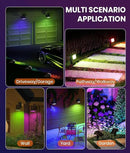 Solar Spot Lights Outdoor 2-Pack Multicolor IP65 Waterproof RGB - 6 Colors, 2 Modes, 105° Adjustable 58 LED Flood Lights, Solar Powered Spotlights for Yard, Garden, House & Landscape Lighting Outside by CozyNest Decor