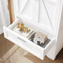 50.4" H Bathroom Storage Cabinet, Modern Floor Cabinet with Adjustable Shelf, Small Pantry with 2 Doors & Drawers, Storage Cabinet for Bathroom, Living Room, Kitchen, White KES007WCWG by CozyNest Decor