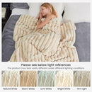 Cozy Bliss Faux Fur Throw Blanket for Couch, Cozy Warm Plush Striped Blanket for Sofa Bedroom Living Room,60 * 80 Inches Beige by CozyNest Decor